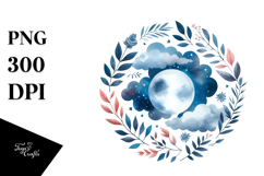 Vibrant Whimsical Moon Foliage Clouds Clipart Product Image 1