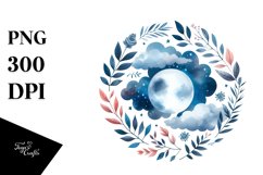 Vibrant Whimsical Moon Foliage Clouds Clipart Product Image 1