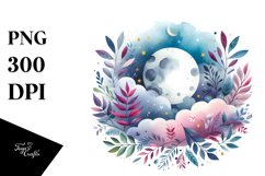 Vibrant Whimsical Moon Foliage Clouds Clipart Product Image 1