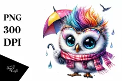 Contemplative Playing Baby Owl PNG Product Image 1