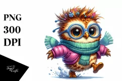 Cute Baby Owl Running PNG Product Image 3