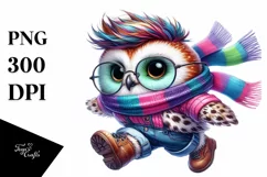 Goofy Baby Owl Running PNG Product Image 1