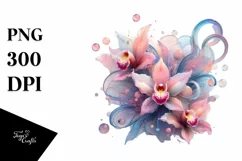 Abstract Orchid Watercolor Splash PNG Product Image 3