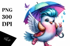 A Baby Dove with Umbrella PNG Product Image 3
