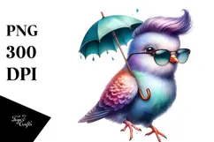 A Baby Dove with Umbrella PNG Product Image 1