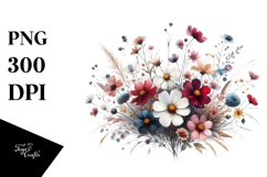 Centered Wild Flowers in Bold Frame | Clipart Product Image 1