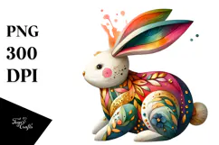 Abstract Shiny Colorful Bunny Made of Wood JPEG Product Image 1