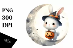 Cute Baby Rabbit Halloween Clipart PNG Product Image 1