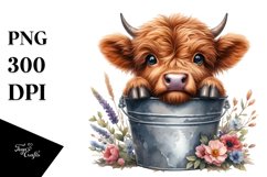 Cute Baby Cat with Wooden Bucket PNG Product Image 1