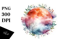 Vibrant Abstract Moon Foliage Clouds Clipart Product Image 1