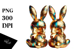 Colorful Stylized Sitting Bunnies PNG Product Image 1