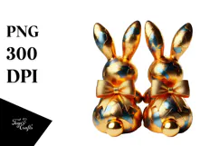 Colorful Stylized Sitting Bunnies PNG Product Image 1