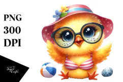 Funny Chick Portrait in Beachwear with Caricature-Like Product Image 1