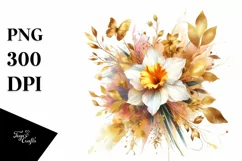 Vibrant Bouquet with Daffodil | Sublimation | Clipart Product Image 1