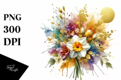 Vibrant Bouquet with Daffodil | Sublimation | Clipart Product Image 3