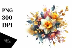 Vibrant Bouquet with Daffodil | Sublimation | Clipart Product Image 3