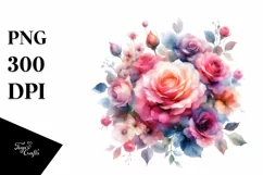 Vibrant Abstract Roses Bouquet | Sublimation | Clipart Product Image 3