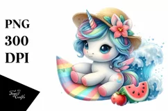 Pastel Baby Unicorn on White Background | Sublimation | Product Image 1