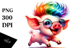 Cute Baby Pig Running PNG Product Image 1