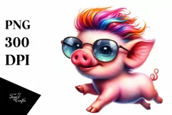 Cute Baby Pig Running PNG Product Image 1