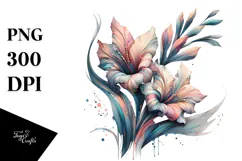Abstract Gladiolus with Metallic Insertions, PNG Product Image 1