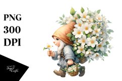 Small Gnome Jasmine Bouquet | Sublimation | Clipart Product Image 1