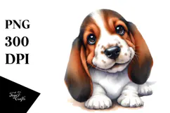 Watercolor Baby Basset Hound with Big Eyes Product Image 1