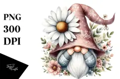 Cute Gnome with Daisy Floral Ornament PNG Product Image 1