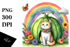 Colorful Cat House Rainbow Scene | Clipart Product Image 1