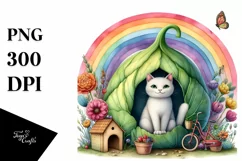 Colorful Cat House Rainbow Scene | Clipart Product Image 1