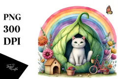 Colorful Cat House Rainbow Scene | Clipart Product Image 1
