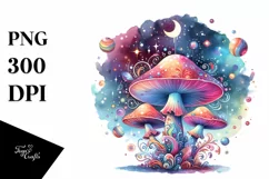 Colorful Magical Celestial Astral Mushroom Clipart Product Image 1