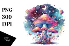 Colorful Magical Celestial Astral Mushroom Clipart Product Image 1