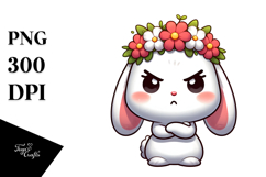 Cute Rabbit with Flower Crown PNG Product Image 1