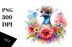 Vibrant Emu Above Flower Clipart Product Image 3