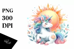 Colorful Baby Unicorn Sun | Sublimation | Clipart Product Image 3