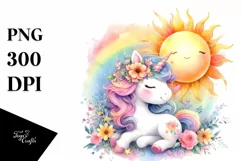 Colorful Baby Unicorn Sun | Sublimation | Clipart Product Image 3