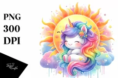 Colorful Baby Unicorn Sun | Sublimation | Clipart Product Image 3