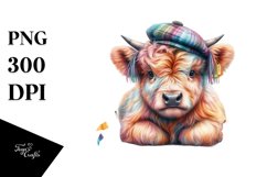 Colorful Pastel Baby Highland Cow Competition Floor PNG Product Image 1