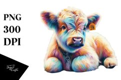 Colorful Pastel Baby Highland Cow Competition Floor PNG Product Image 3