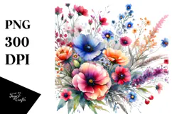 Colorful Wild Flowers PNG Product Image 1