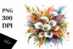 Vibrant Bouquet with Calla Lily | Sublimation | Clipart Product Image 1