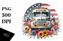 Vintage Bus USA Flag | Sublimation Clipart Product Image 3