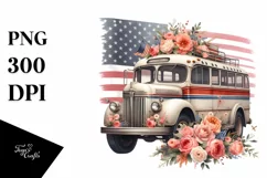 Vintage Bus Watercolor Clipart Product Image 3