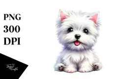 Cute Watercolor White Terrier and Boston Terrier PNG Product Image 1
