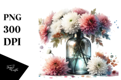 Abstract Bottle with Chrysanthemum | Clipart Product Image 1