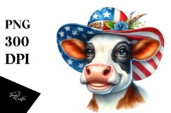 Enthusiastic Cow Portrait Sublimation Clipart Product Image 1