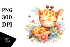 Cute Baby Giraffe Seeping Animal Clipart Product Image 3