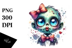 Watercolor Zombie Blowing a Kiss PNG Product Image 1