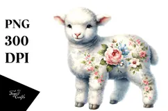 Blue Toile Lamb, Farm PNG Product Image 1